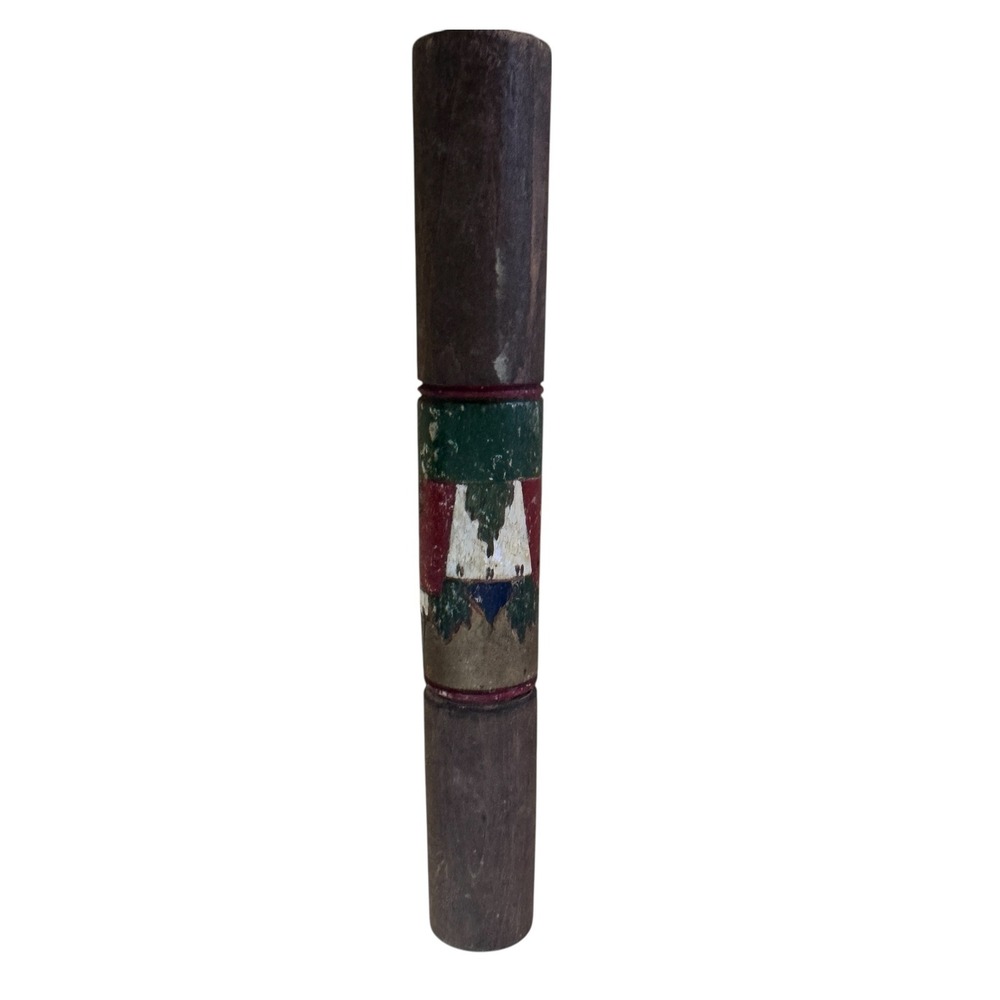 Vintage Soviet Union Hand Painted Wood Needle Case Container USSR Folk Art